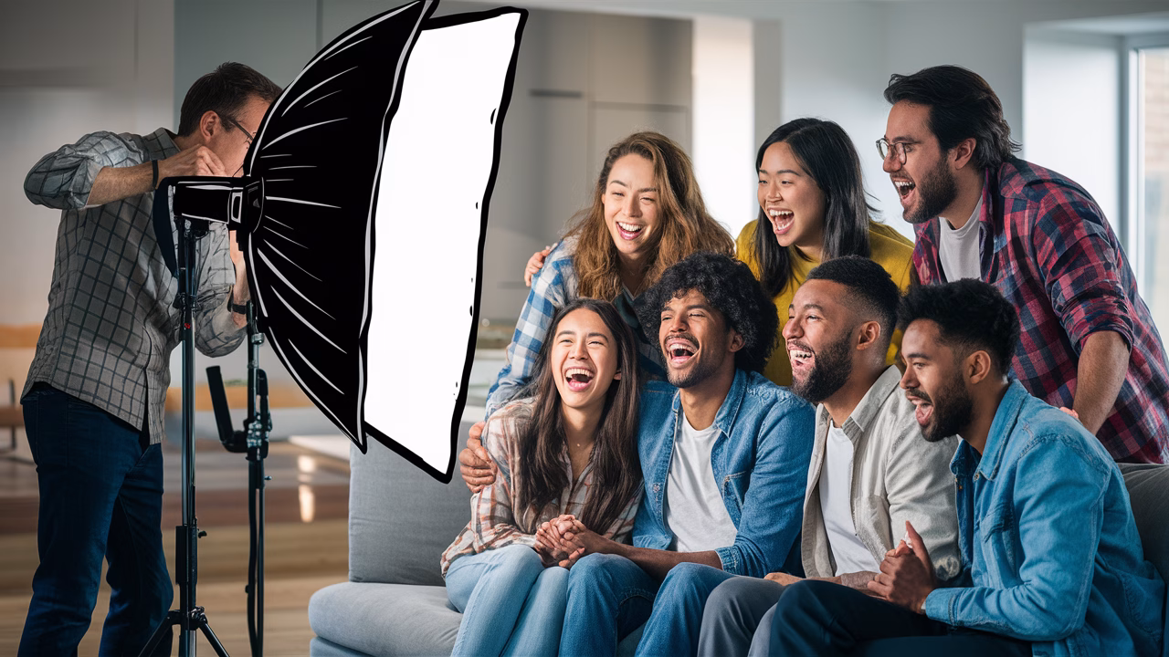 Advanced lighting for authentic photos Photographer uses advanced lighting techniques for authentic stock photos