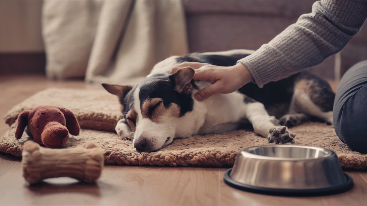 Comfortable pet at home with sitter