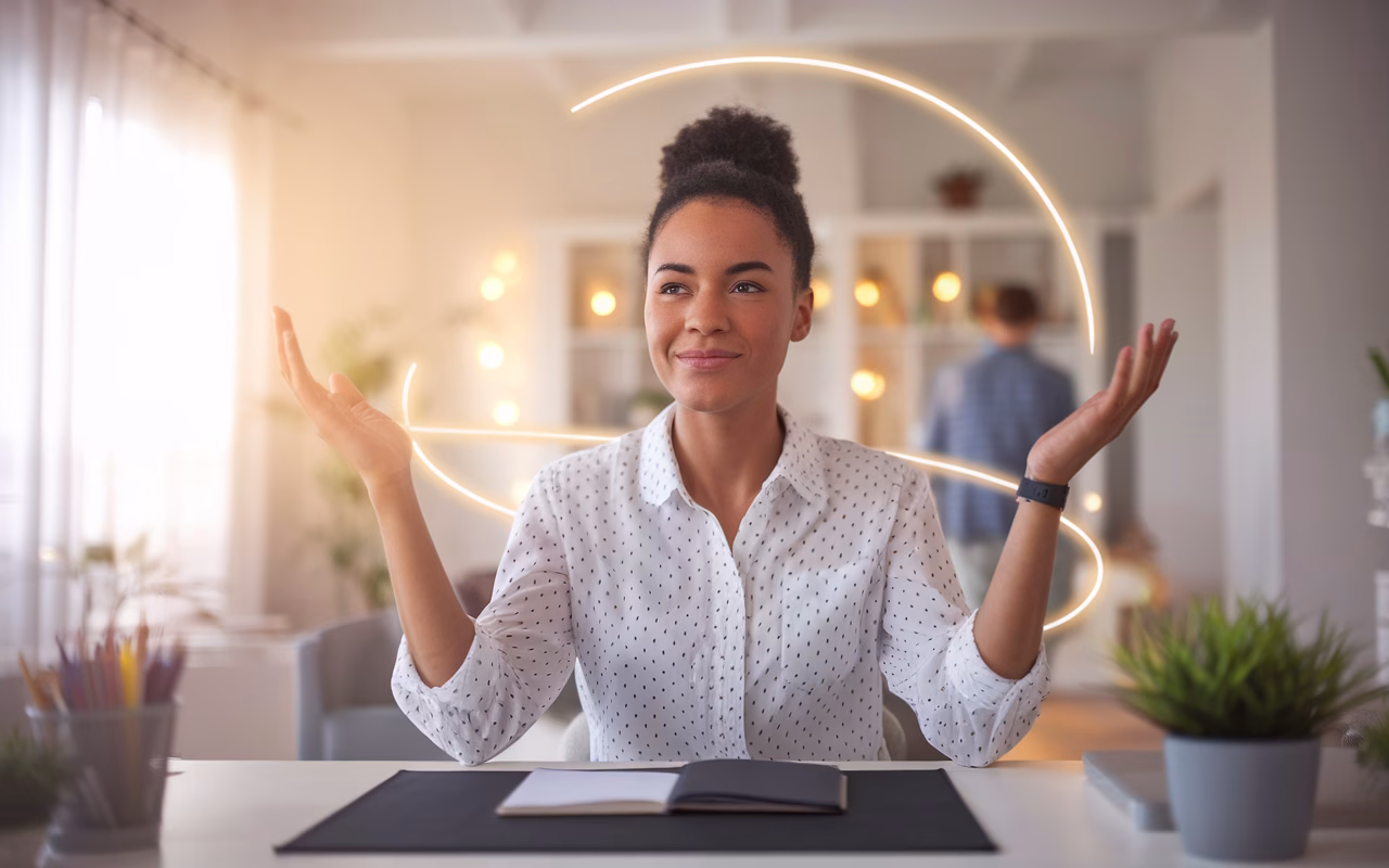 Empowered Professional Setting Boundaries Young professional confidently setting boundaries at work