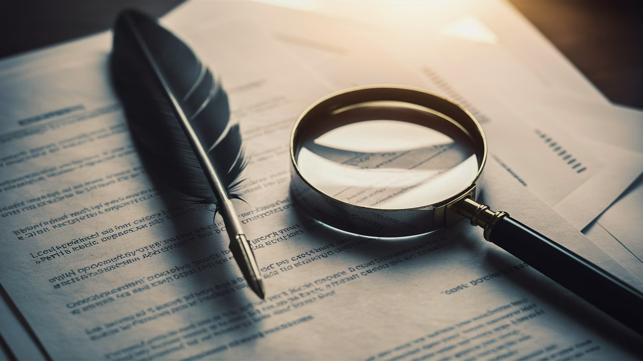 Ethical considerations for monetizing observations Legal document with a pen and a magnifying glass, symbolizing ethical review