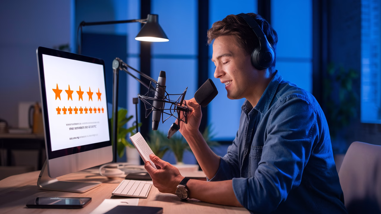 Voice reader earning client ratings Freelancer with five-star reviews