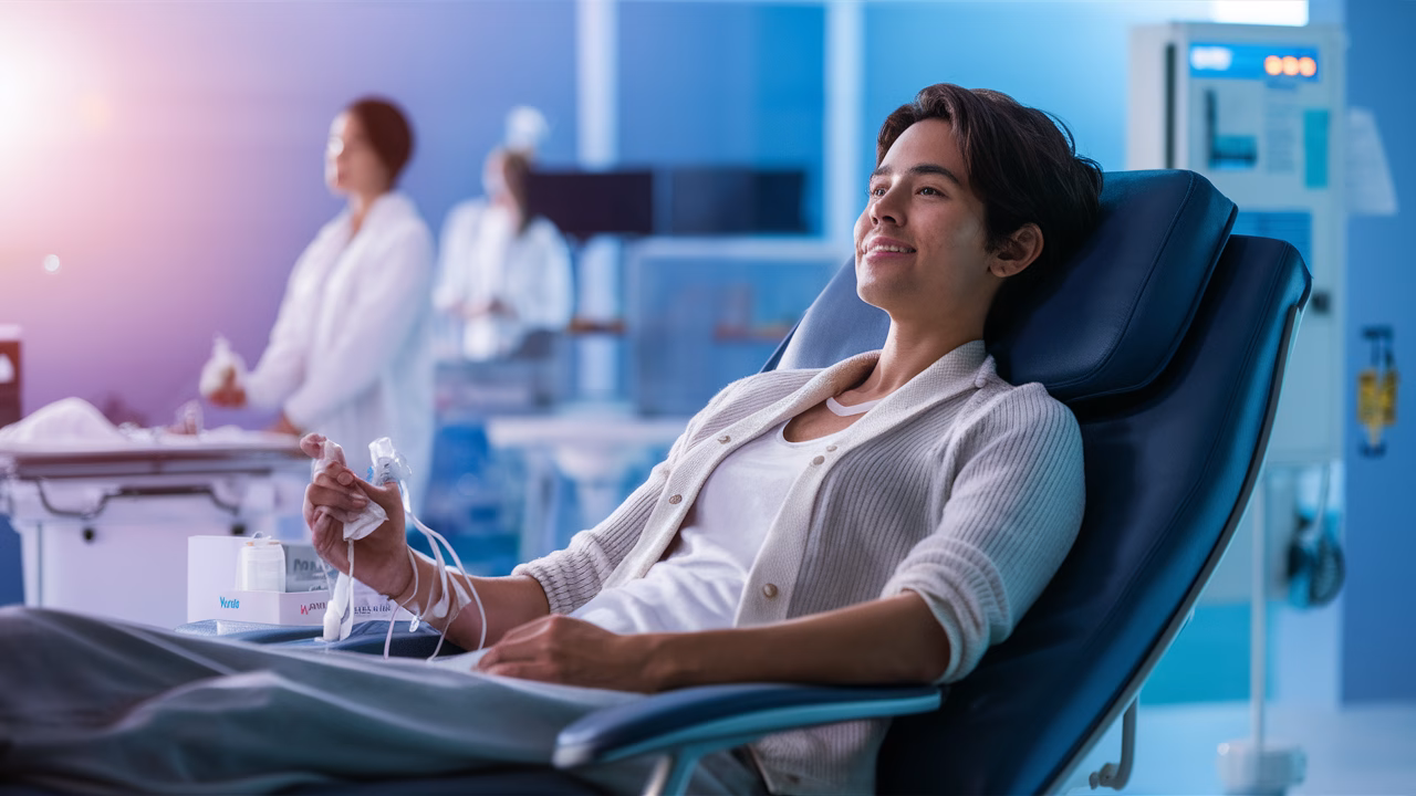Person donating plasma