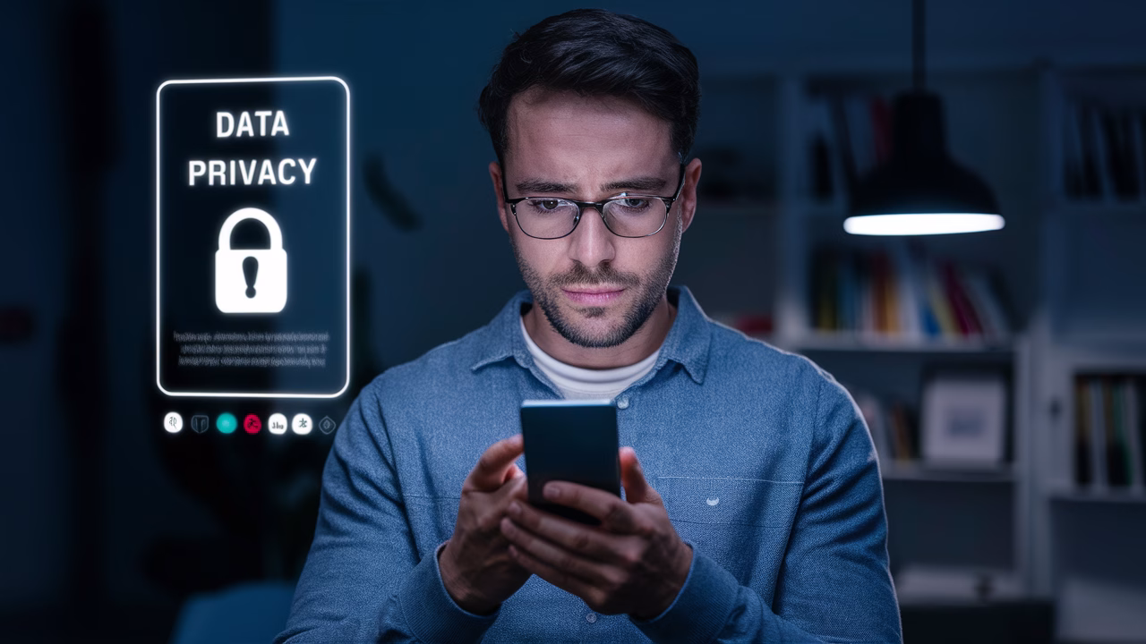 concerned user checking app privacy