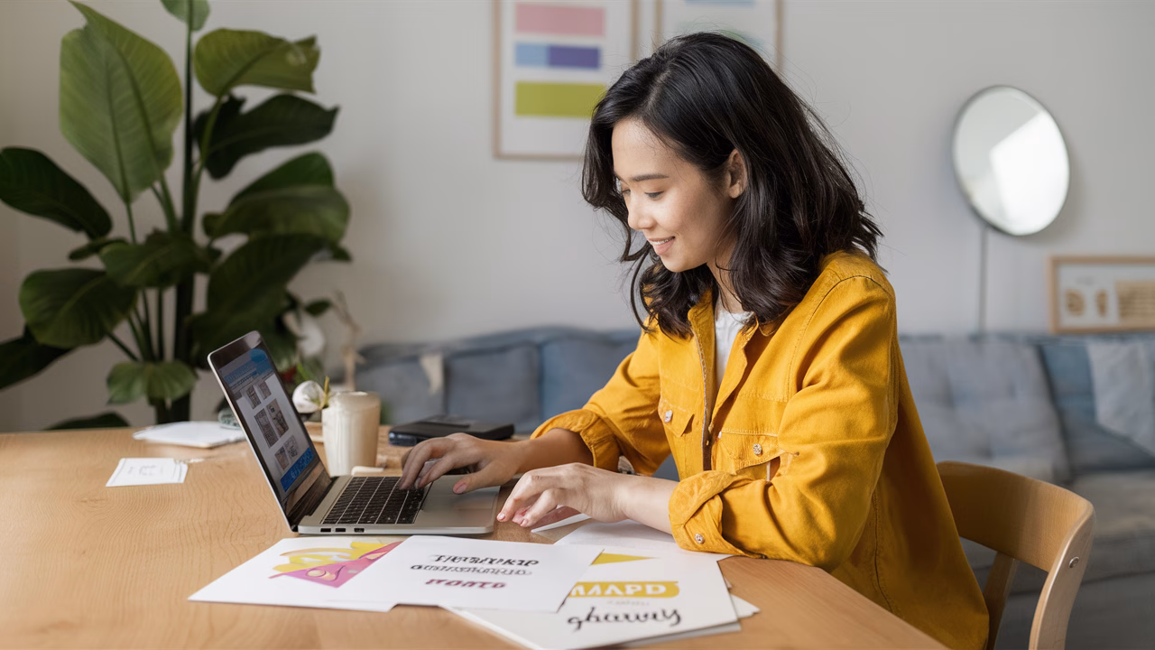 designing daily quote content woman creating motivational quote designs