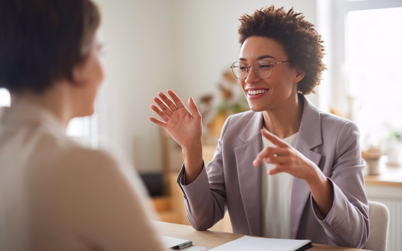 Successful Virtual Consulting Virtual consultant smiling while video conferencing with a client