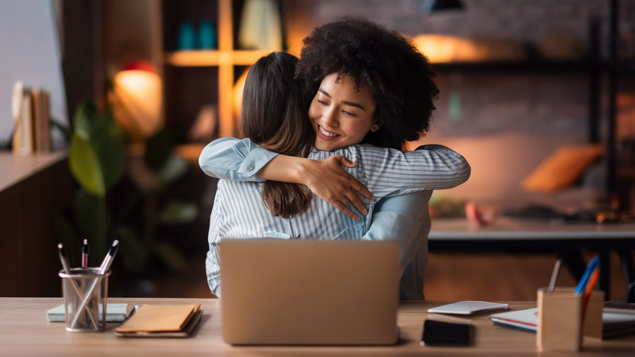 Virtual hug session illustration