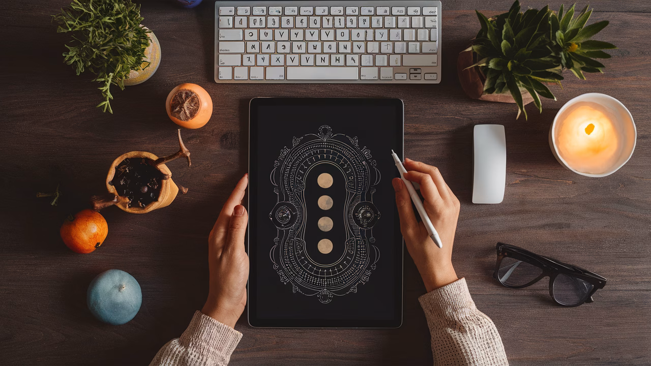 Digital design for virtual rituals digital altar graphic mockup